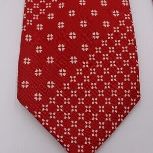 Hickey Freeman Red & White Print Silk Necktie
